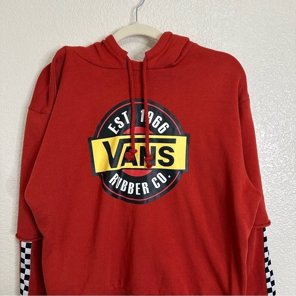 Vans Rubber Co. Red Chromo Twofer Hoodie Women's Sweatshirt, Size XL - Picture 4 of 13